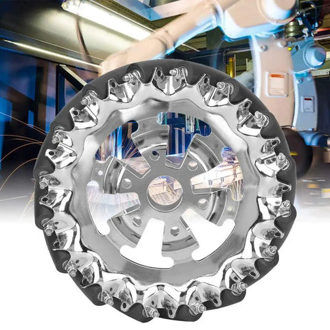 6 Inch Metal Mecanum Wheel for Industrial Robots with 16 TPU Rubber Rollers, 45 Degree Omnidirectional Movement
