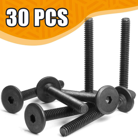 30 Pack Flat Head Socket Cap Screws For Furniture 1/4-20 X 2 Inch Black Allen Bolts, carbon steel, rust resistant