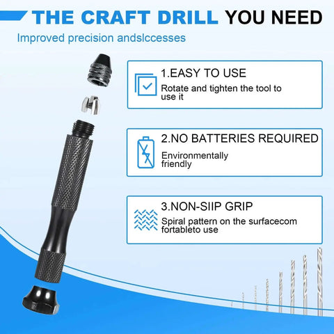 26 Piece Micro Drill Bit Set With Pin Vise Hand Drill For Jewelry Making Resin Beads Wood Plastic Clay Miniatures