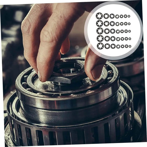 Hand installing 630 Piece Bearing Clip Washer Set With Carbon Steel Locking Washers And Internal Tooth Design For Extra Grip And Stability