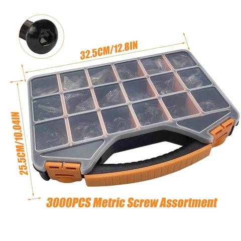Must Have 3000Pcs Metric Screw Assortment Kit with 18 Sizes M2 Through M5 in a Plastic Organizer Case