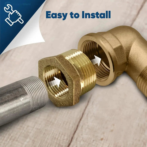 1 1/4 Inch Male NPT To 1 Inch Female NPT Brass Bushing With Hex Head Budget-Friendly Lead Free Fitting for Plumbing