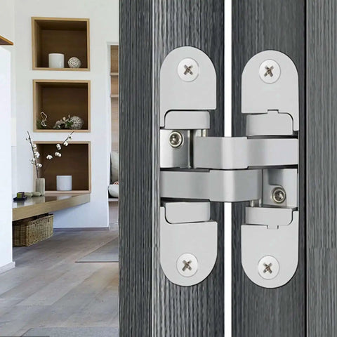 Heavy Duty 3D Zinc Alloy Door Hinge With Nylon Pad installed on a wooden folding door