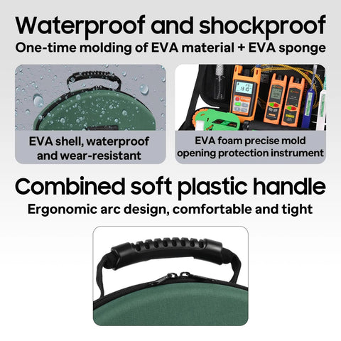 Optical fiber FTTH tester kit Komshine KLT-12E with KPM-11 OPM, OLS and VFL in EVA waterproof case.