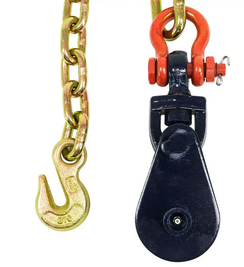 2 Ton Snatch Block With Chain For Flatbed Tow Trucks And Rollback Wreckers Cable Heavy Duty G70 Chain With Grab Hook