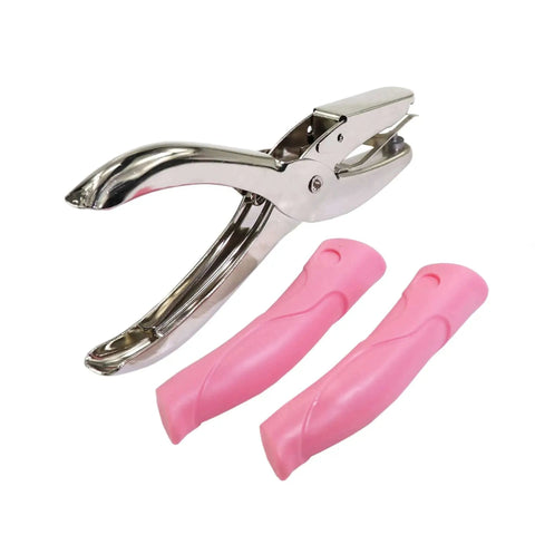 1/4 Inch Star Hole Punch With Soft Grip Handle For Tags And Crafts, cushioned grips, handheld with scraps cage for clean punch