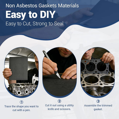 Non Asbestos Gasket Material Kit For DIY Engines And Mowers Heavy Duty 16 Pcs 14 By 11 Inch 1mm High Temperature Oil Resistant Gasket Set instructions illustration