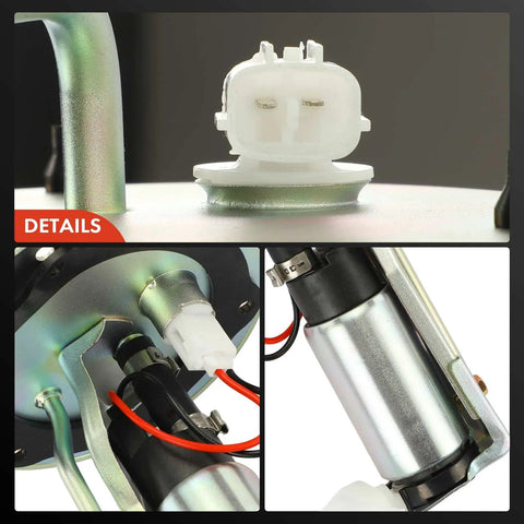 Close-up details of Electric Fuel Pump Assembly for Dodge Avenger, Mitsubishi Eclipse, Chrysler Sebring, Galant, 2.0L-2.5L engines.