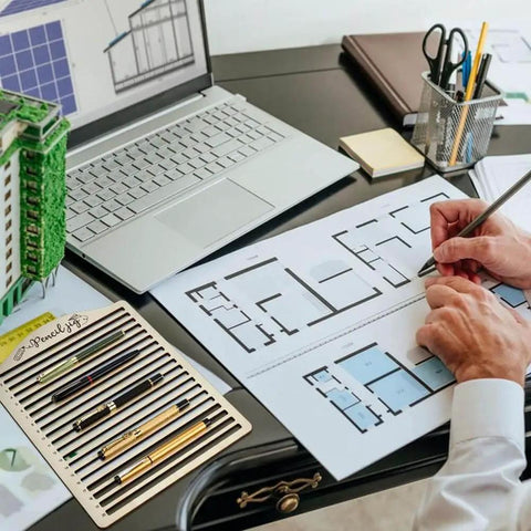 20 Slot Laser Engraving Jig For Pencils, Wood Pencil Fixture And Multi Pencil Clamping Tool For DIY Projects on a desk