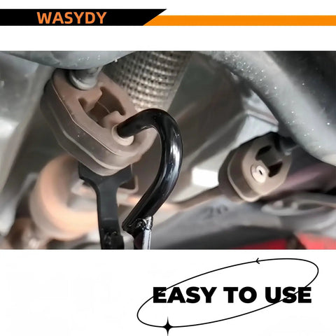 Exhaust Hanger Removal Tool With Rubber Bracket Pliers For All Hangers in use on car exhaust system.