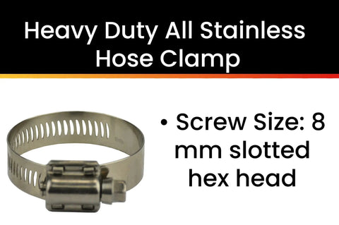 Heavy Duty All Stainless Steel Hose Clamp Set Pack SAE 024 Range One And One Sixteenth To Two Inches with 8mm slotted hex head