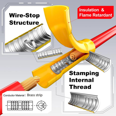 Airic UL-listed red insulated butt connectors for 22–16 AWG, 100 pcs, fully insulated PVC crimp splice terminals