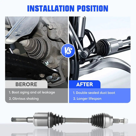 Comparison of old and new Ford Front Left CV Axle Shaft Assembly For Escape And Lincoln MKZ 2013 Through 2019 2.0L 2.5L L4 1.5L 1.6L Replacement 66-2284 Ready To Install Direct Fit For Quick Install And Reliable Performance Every Time