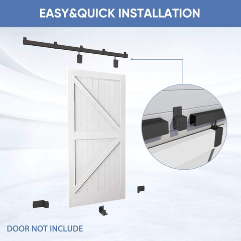 Weatherproof 10Ft Sliding Barn Door Hardware Kit Heavy Duty Track System for Indoor and Exterior Use shown with kit parts