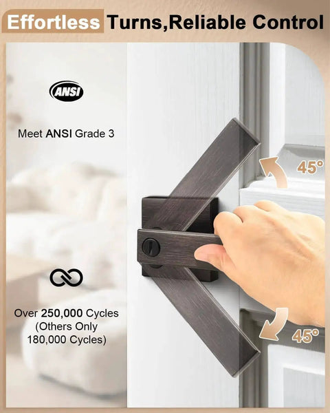 Oil Rubbed Bronze Privacy Door Levers Set For Interior Doors Heavy Duty Flat Square Handlesets Universal Handing 6 Pack No Key Privacy Function ANSI Grade 3 Over 200000 Cycles Fits Bedroom And Bathroom Home Upgrade