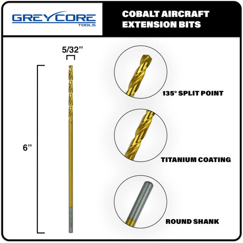 Heavy Duty Cobalt Drill Bits Set 5/32 Inch By 6 Inch M35 Cobalt Drill Bits With Industrial Titanium Coating 2 Pack highlighted features