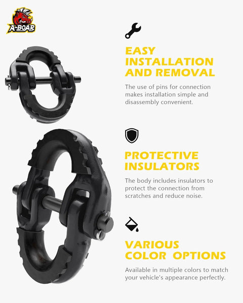 Two Pack Half Inch Safety Chain Connector Links Hammerlock Coupling for Trailer Chains, black galvanized steel, easy installation