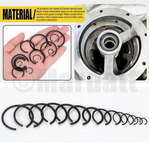 322 Piece Round Wire Snap Rings Set With 14 Sizes From 7mm To 30mm Internal C Clips Retaining Rings For Holes 65Mn Steel Durable