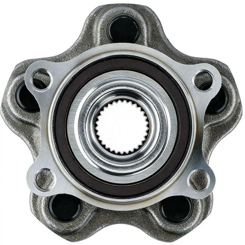 Top view of Beefy Low Runout Rear Wheel Bearing Hub Assembly With ABS For 2013 To 2020 Nissan Pathfinder, Murano, Infiniti QX60.