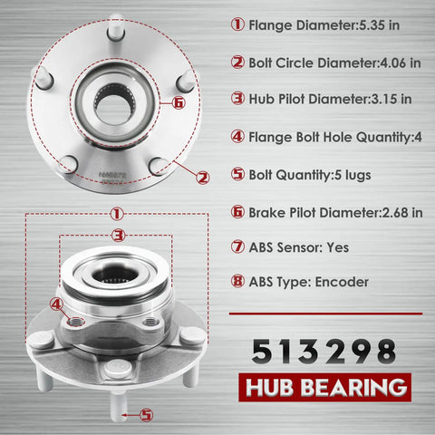 2 Pack Front Wheel Hub And Bearing Assembly Fit For 2008 Through 2013 Rogue 2014 Through 2015 Rogue Select And 2007 Through 2012 Sentra