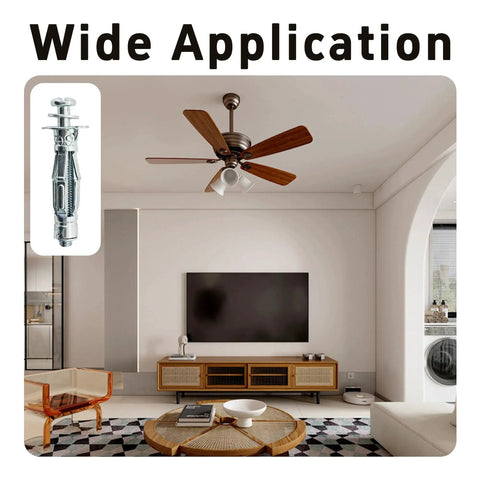 Room with fan and TV, inset of 15 Pcs M4x32mm Heavy Duty Zinc Plated Steel Molly Bolt Hollow Drive Wall Anchors Screws for drywall.