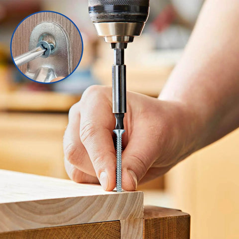 140 Piece Size 6 By 2 Inch Wood Screws Set being used in woodworking project with drill, carbon steel, flat head