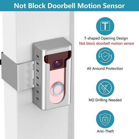 2024 Updated Anti Theft Video Doorbell Mount With No Drill Adjustable Wedge Bracket For Home And Office installed on door