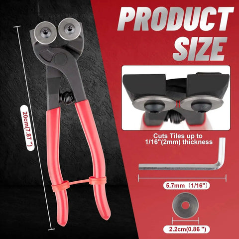 Glass Tile Nippers 7 Inch Heavy Duty Wheeled Glass Mosaic Nipper with Soft Rubber Handle and Accessories