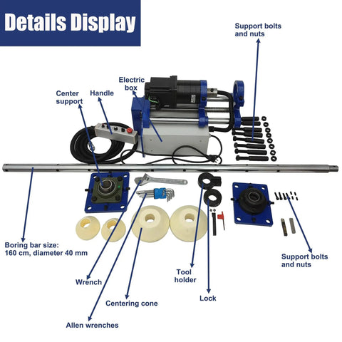 Industrial Line Boring Machine For Engineering Machinery With 45mm To 160mm Hole Diameter And 300mm Travel Built Tough Heavy Duty Precision Hole Drilling Tool With Boring Bar For Excavators Cranes And Loaders 110V details displayed