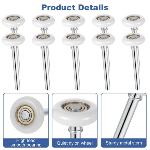 Image showing 10 Pack Nylon Garage Door Rollers With Sealed 1.8 Inch Stem And 4.7 Inch Pulley Wheels Quiet Durable Heavy Duty High Load High Performance Bearings Replacement Wheel Set For Garages Barns And Warehouses.
