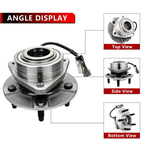 Front Wheel Bearing And Hub Assembly Pair For 2002 To 2007 Saturn Vue 2005 To 2006 Chevy Equinox And 2006 Pontiac Torrent With 5 Lug And ABS Compatible Quick Install Durable Wheel Hub Replacement Kit For Your Ride shown from multiple angles