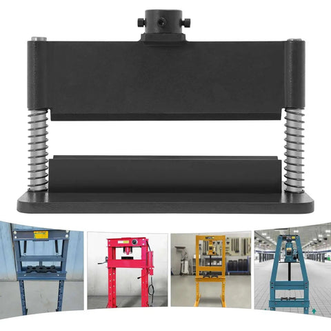 Front view of Beefy 12 Inch Press Brake Attachment for hydraulic shop presses, heavy duty metal bending tool crafted from 45 steel with black finish.