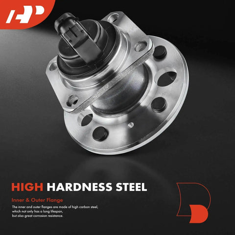 2-Pack Rear Wheel Bearing and Hub Assembly with ABS & 5-Lug, Sealed Ball Bearing rear hub close-up, high hardness steel