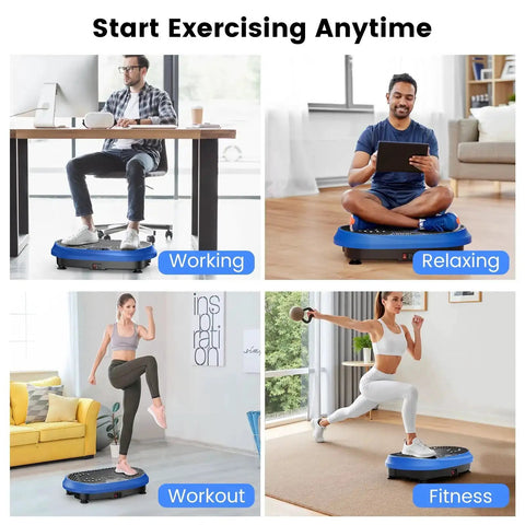Full Body Vibration Platform For Home Workouts With Bluetooth Power Shaping Lymphatic Drainage Boost Shaker Plate in use by people at home