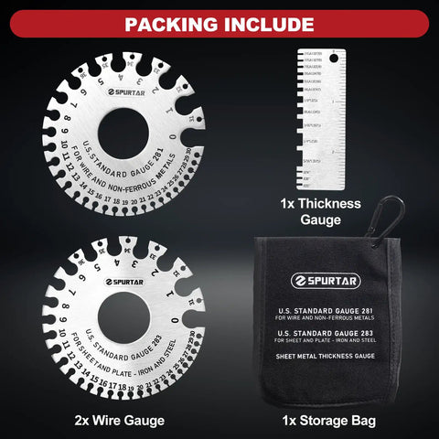 Dual Sided Stainless Steel Wire Gauge Measuring Tool Set With 3 Pieces, 2 Round Gauges And 1 Sheet Metal Thickness Gauge for measuring wire and sheet metal.