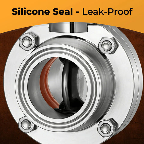 1.5 inch sanitary stainless steel butterfly valve with pull handle and tri-clamp ends (304)
