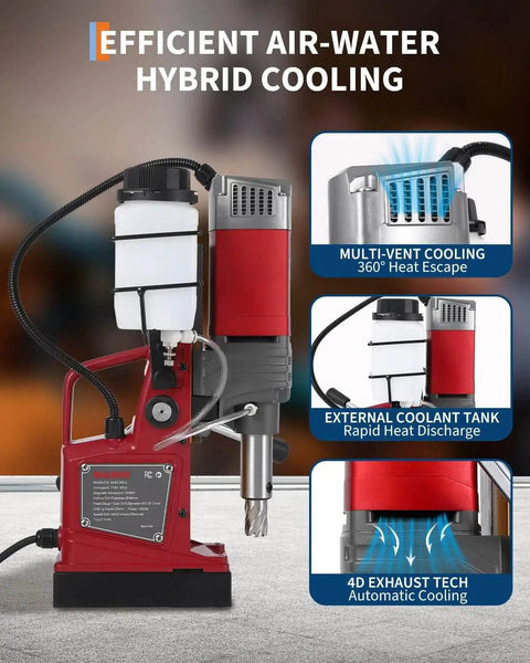 Portable Magnetic Drill Press With Adapter 1450W 820RPM 1.57 Inch Boring Diameter Kit showing cooling features