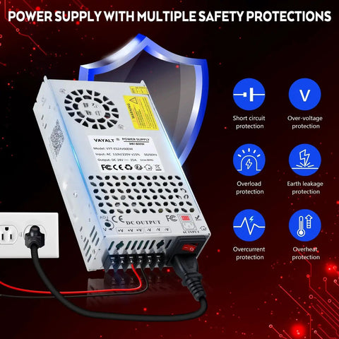Beefy 24V 600W DC Switching Power Supply 110V to 220V AC Input 24V DC Output Regulated Converter with safety protections