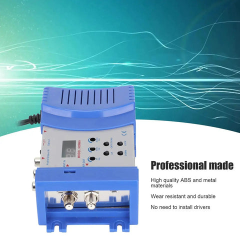 HDMI To RF Modulator For TV With PAL NTSC Support, Composite Video To RF Converter, dual VHF UHF frequency settings, blue casing