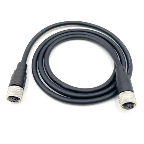 M12 8 Pin Double Female Connector Cable A Code Straight Circular Molded Cable IP67 Waterproof Unshielded PVC 1 Meter