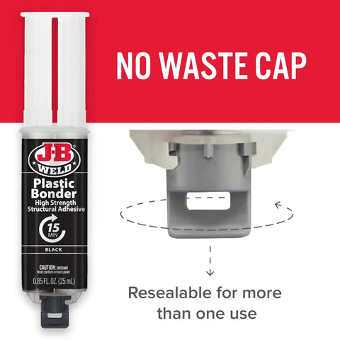 Plastic Bonder Body Panel Adhesive And Gap Filler Syringe Black 25 Ml with resealable no waste cap