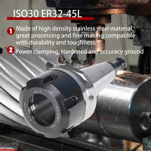 Five Piece ISO30 ER32 45L Balance Chuck Tool Holder Set For CNC Milling Lathe Engraving Machine Stainless Steel With Pull Stud