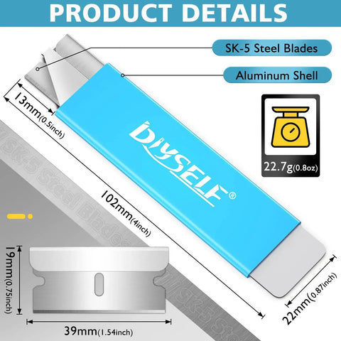 Retractable Box Cutter Utility Knife 12 Pack All Metal Shell Single Edge Blades dimensions and features.