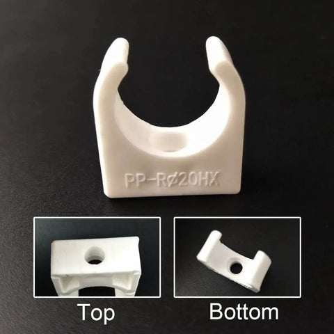 Front and side view of 25Pcs 130 Size Mini Electric Motors Mounting Bracket Holders For 20mm DC Motors Ideal RC Car DIY Projects ABS White Mounts