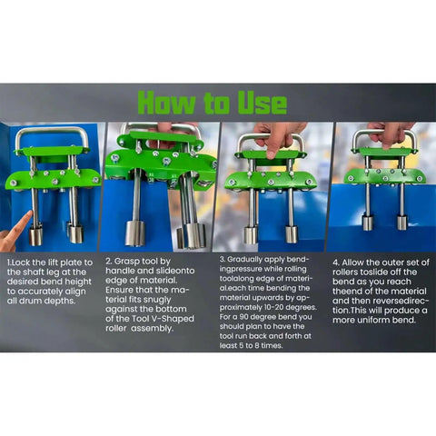 Instructions for Three Station Roller Bender With Large Radius Bead Roller And 8 Inch Shears 0 To 90 Degree Bend Angles.