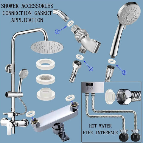 70 Piece Plumbing Silicone Gasket Set For DIY Pros High Temperature VMQ Flat Washers For Shower Heads And Garden Hoses Food Grade Seals application in shower accessories
