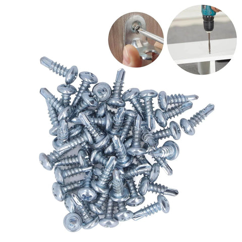 50 Pack 4.2x13mm Wood Screws Set with Phillips Head High Hardness Carbon Steel Self Tapping Fasteners for home repair