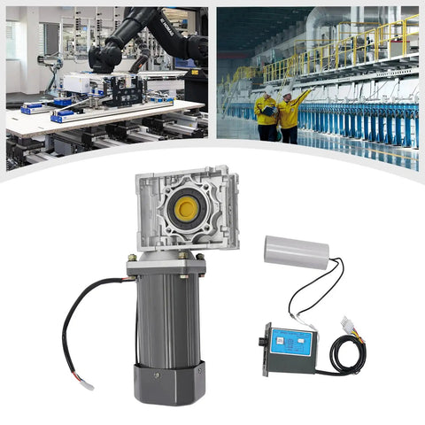 AC 110V 370W Worm Gear Reducer Motor With Speed Controller 1 To 50 Reduction Ratio Gearmotor adjustable setup with factory background