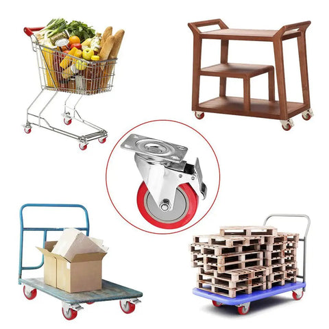 4 Inch Swivel Plate Caster Wheels Heavy Duty Metal Casters With Individual Locking Brakes and carts carrying goods