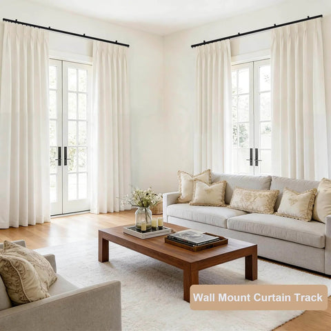Heavy Duty Ceiling Curtain Track System For Room Divider And Wall Mounted Sliding Curtain Rail installed in living room